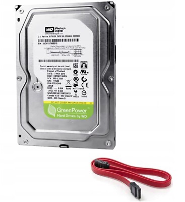 NEU FESTPLATTE WD GREEN 320GB WD3200AVVS 5400U/min SATA 3.5'' Zoll + SATA CABEL