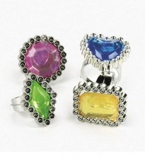 24 Colorful Rhinestone Rings Birthday Kids Party Favors Princess Girls Gift Bulk
