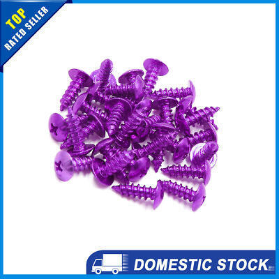 Pack of 30 Universal Motorcycle Round Cross Head Self Tapping Bolt Screws Purple