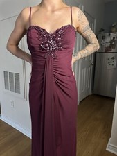 Dark Purple Beaded Prom Dress
