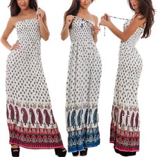 Abito donna lungo bandeau fantasia vestito estivo copricostume etnico AL-313