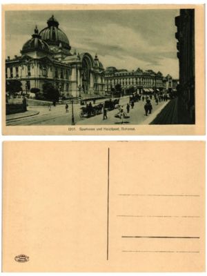 CPA AK BUCURESTI savings bank and main post office ROMANIA (504287)