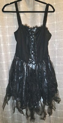NWT 1X Dolls Kill Trickz N Treatz Dark Fairy Dress Black Silver Corset Lace  | eBay