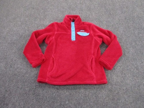Patagonia Jacket Girls S 7 8 Red Fleece Sweater Snap T Fleece Outdoor Coat Youth - Picture 2 of 10