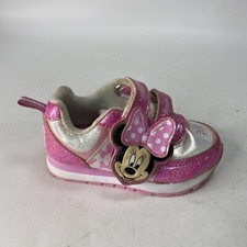 Disney Jr. Minnie Mouse Girl's Pink Glittery Bows Easy on tennis shoes size 6