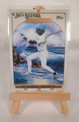 Jazz Chisholm Jr. 2023 Topps X Bob Ross Easel Joy of Baseball #36 Parallel SSP 