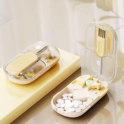 2025 Portable Multi-Functional Pill Splitter, 1/2 Pill Cutter, Storage in One