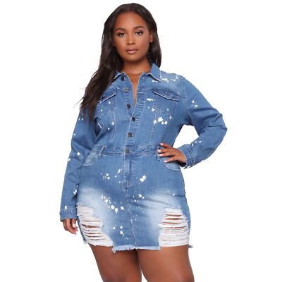 Women Denim Dress Jeans Bodycon Button Party XL XXL Ladies Dresses Office  Shirts | eBay