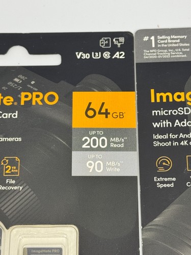 SanDisk 64GB ImageMate PRO MicroSDXC UHS-I Memory Card (Lot of 2pcs) - Picture 3 of 9