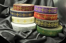 Jacquard Ribbon Trim Excelsis Religious Liturgic Border 38mm or 63mm
