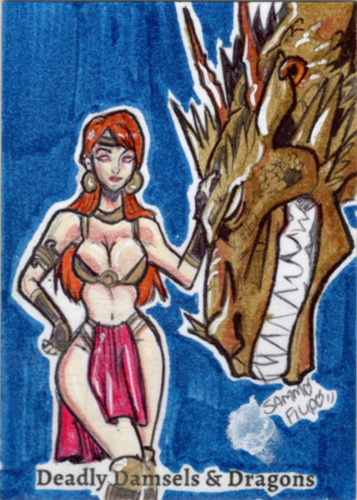 Deadly Damsels & Dragons 5finity 2023 Sketch Card Sammo Filipo V9 - Afbeelding 1 van 2