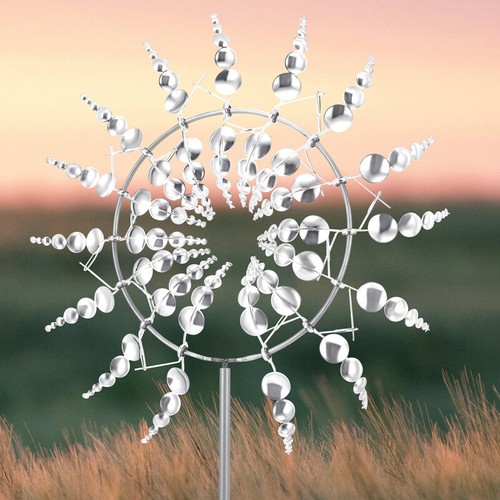 Magical Wind Powered Kinetic Windmill Metal Sculpture Spinner Yard Garden Decor - Picture 9 of 19
