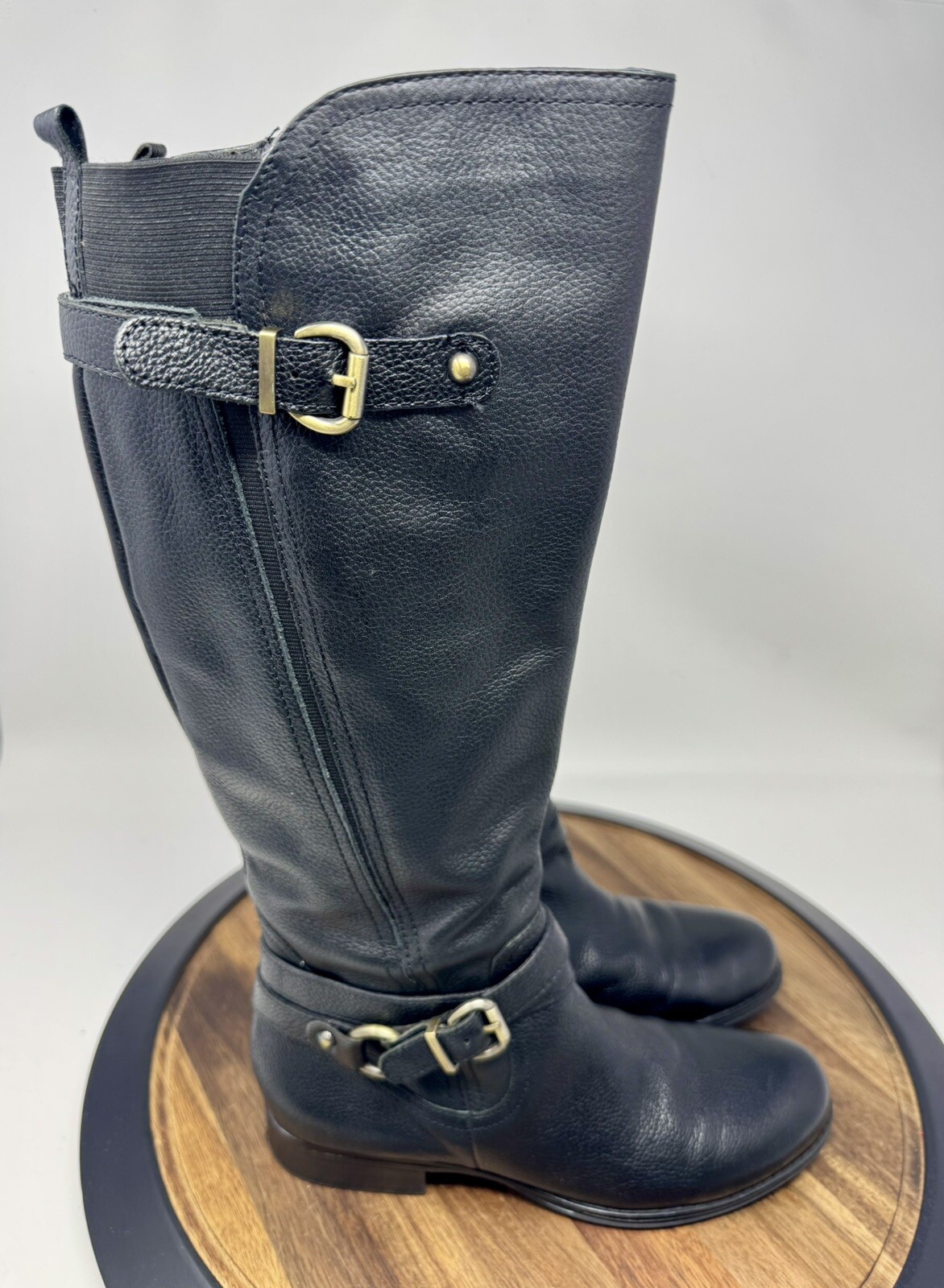 Naturalizer Juletta Tall Black Leather Side Zip Boots Size  Women's 7.5M