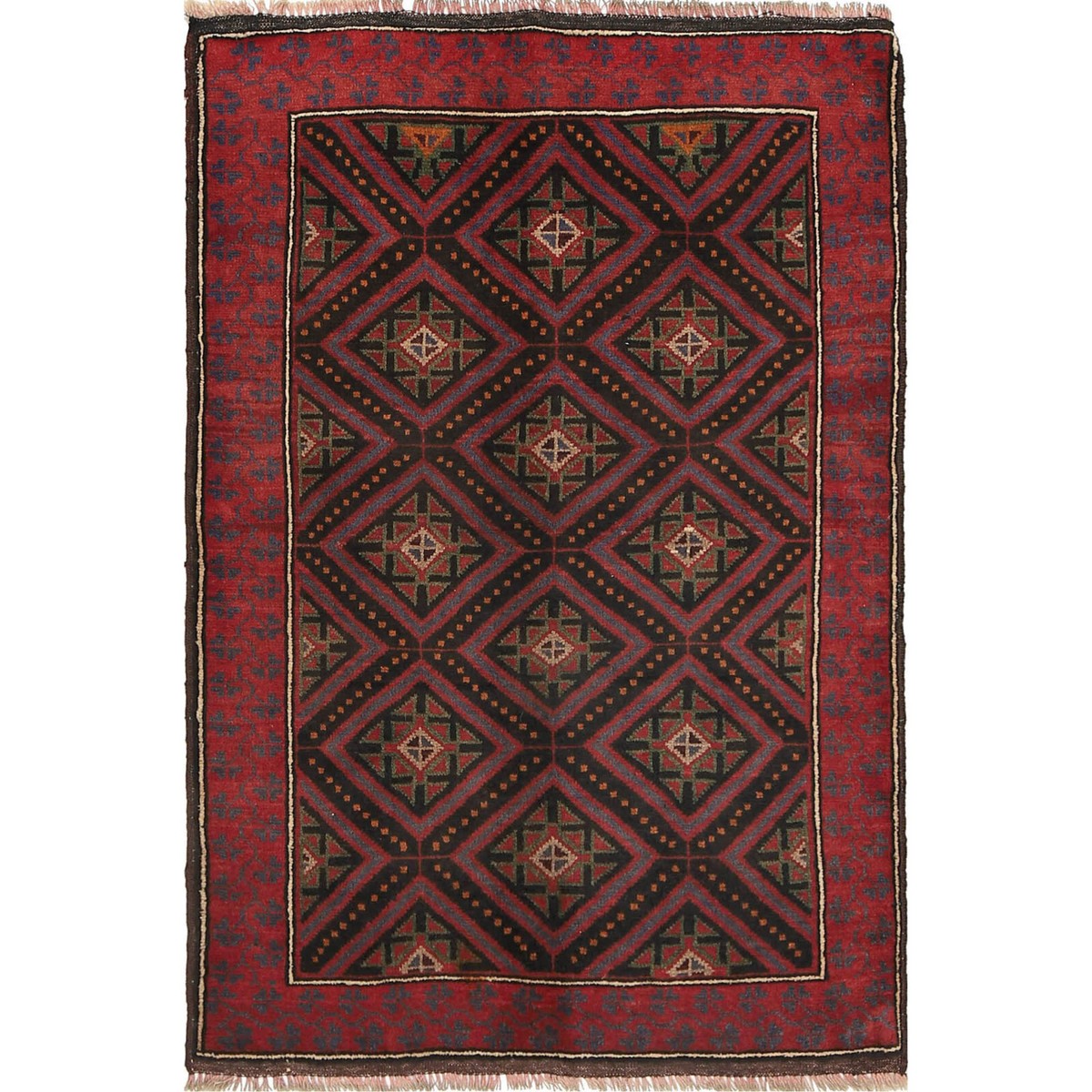 Old Hand-knotted Afghan Tribal 100% Wool Home Decor Area Rug 2'8 x 