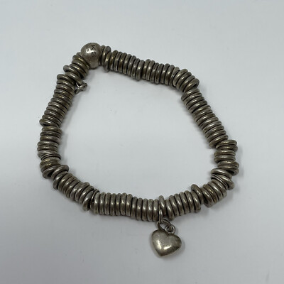 LINKS OF LONDON Sweetie Sterling Silver Bracelet Heart Charm 925 Stretch  Bead