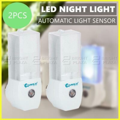 2pcs Automatic LED Night Light Lamp Sensor Activating Auto On/Off ...