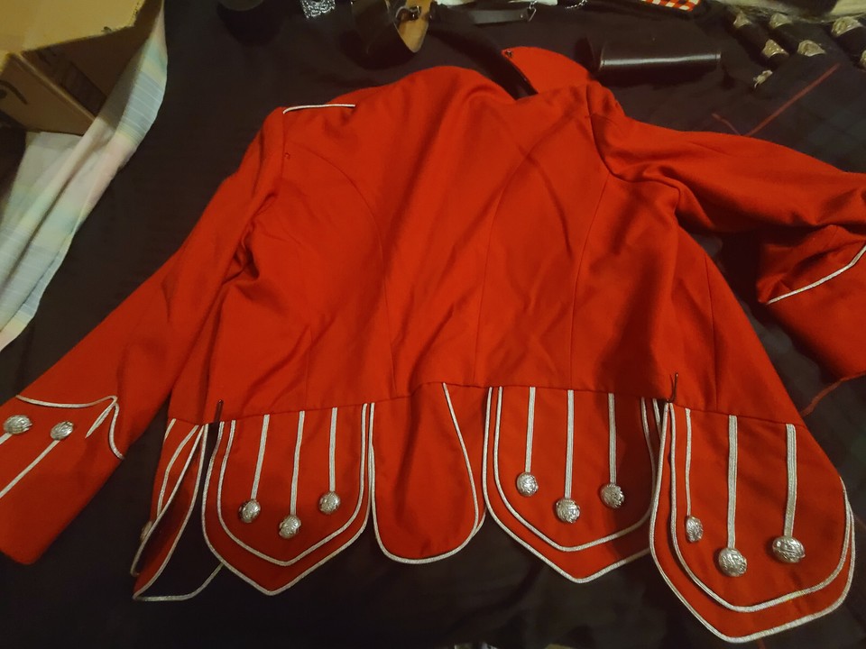 Scottish Red doublet piper kilt jacket Marching Band wool drummer Tunic ...