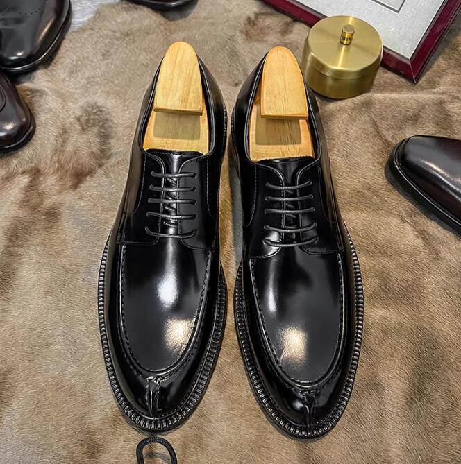 SAOLA Nuove scarpe formali in pelle originali fatte a mano scarpe derby cravatta punta rotonda suola spessa