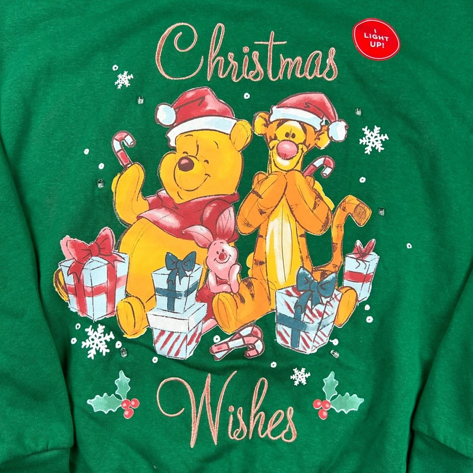 Suéter Disney Winnie The Pooh Niñas XL Verde Polar Navidad Pullover Foto 3 de 4