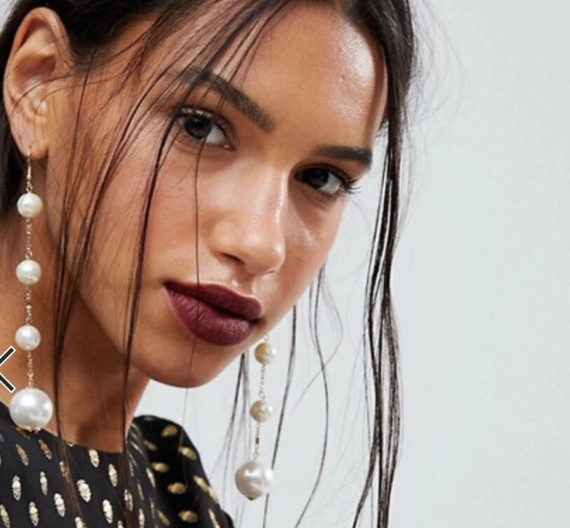 NUEVOS Pendientes de Almacén Oro Perla Orbe Pendientes de Gota Foto 3 de 3