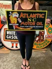 Antique Vintage Old Style Sign Atlantic Motor Oil Made in USA