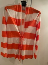 Damen, Strickjacke, Sommer, R. Lezard, Gr. 38, natur/orangerot, Baumw,/Leinen