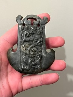 Chinese Antique Jade Carving Pendant Yue Celadon 19th Century Qing Dynasty