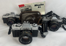 Lot of 4 Minolta (XG-1, XG7, XD5 & AL) Cameras & Lens 45mm 49mm & 50mm *UNTESTED