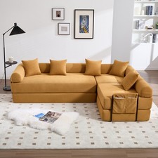 Convertible Sofa Bed, 6 Modes, Memory Foam Mattress, Corduroy Fabric