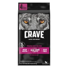 CRAVE Grain Free High Protein Adult Dry Dog Food with 4 Pound Pack of 1