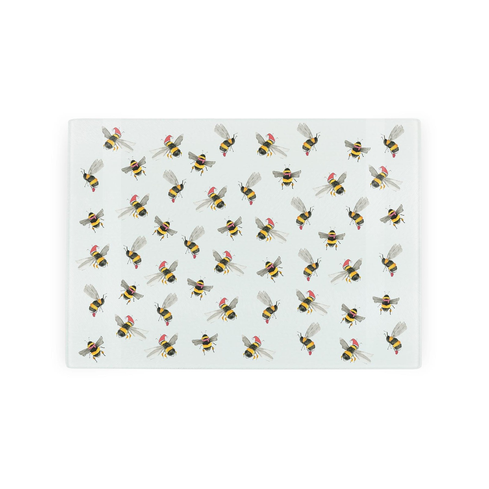 Christmas Bees Small Glass Worktop Protector - Bumblebees Kitchen Xmas Gift