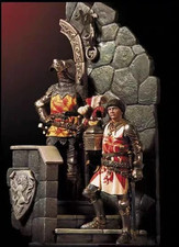 1/32 54mm Medieval Knight Duo Figurines Model with Detailed Armor and Scenic