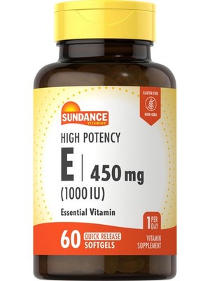 Sundance High Potency Vitamin E | 450mg (1000 IU) | 60 60 Count (Pack of 1)