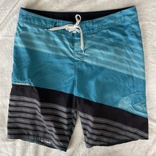 Quicksilver Men s Board Shorts Size 34 Swim Trunks 10 Inseam Turquoise Striped