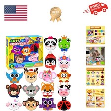 16 Pack Arts and Crafts for Kids, Toddler Crafts Animal Paper Plate Art Kit G...