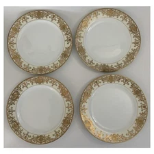 Antique Noritake Christmas Ball 9⅞” Dinner Plates #16034 SET OF 4-Green Mark🅱️
