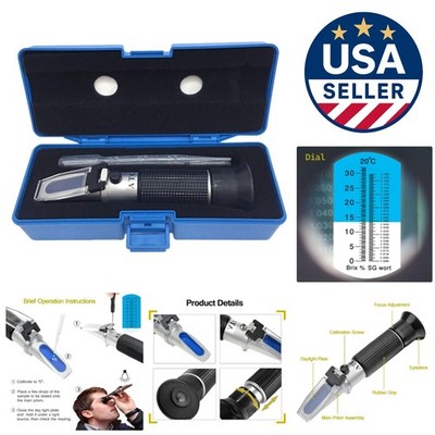 Brix Refractometer with ATC   Accurate Sugar & Specific Gravity Tester