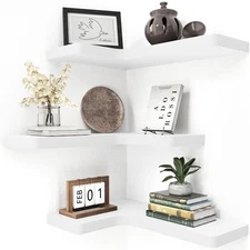 Corner Floating Shelves, Wall Shelf Set of 3, Shelves for Wall Storage, Solid...