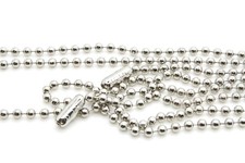 Lot 3 Nickel Plated Ball Chain Necklace 24" 2.4mm Bead Dog Tag Chain
