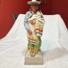 Lionstone Whiskey Ceramic Decanter 1969 Vintage 14" Proud Indian Empty