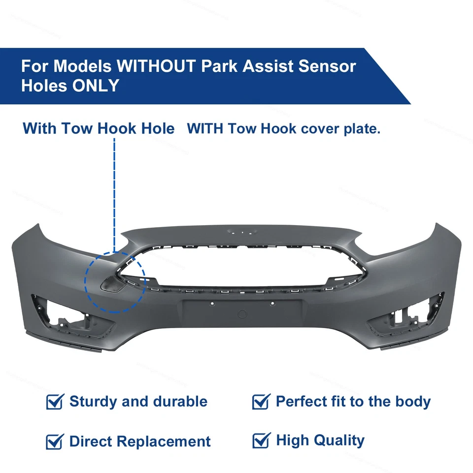 FITS 2015 2016-2018 Ford Focus Front Bumper COVER COMPLETE GRILL LOWER UPPER Foto 4 de 4