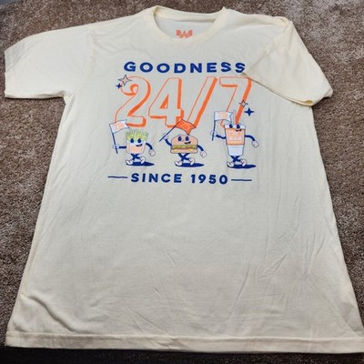 Whataburger Mens Goodness 24/7 Since 1950 75th Anniversary Graphic Tee Cream L