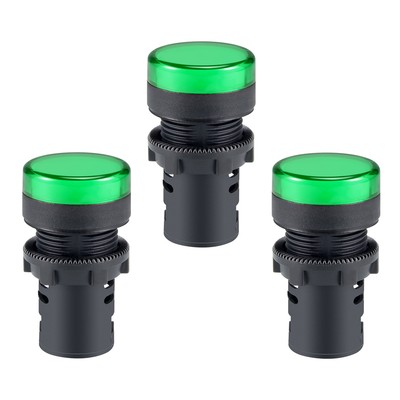 3Stk Anzeigeleuchten  AC/DC 12V Rund LED Neon Bündigmontage 7/8'' 22mm Grün