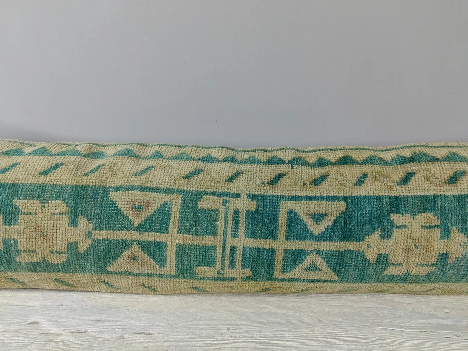 12x48 Turkish Kilim Pillow Cover - Long Lumbar Throw - Vintage Boho Cushion - Image 3 of 4