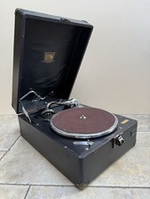 His Masters Voice HMV Grammophon FUNKTIONIERT orig. um 1930 Koffergrammophon