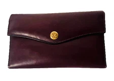 Vintage Bosca USA Full Grain Genuine Leather Burgundy Large Wallet Checkbook