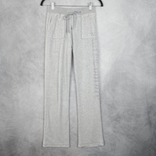Juicy Couture Velour Sweatpants Womens Small Gray Rhinestone Spellout Y2K