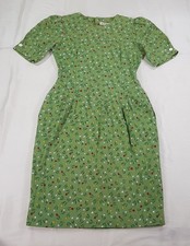 VIVID BOUTIQUE SIZE S/M 8–10UK WOMENS GREEN CORDUROY-LIKE FIT & FLARE MIDI DRESS