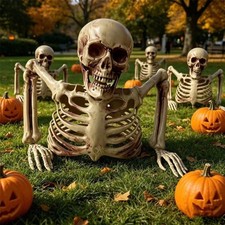 Realistic Halloween Skeleton Decoration with Movable Joints, Outdoor Yard Party