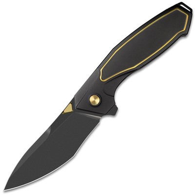REMETTE Kingfisher Framelock Black & Gold Titanium Folding Bohler M390 Knife KF1